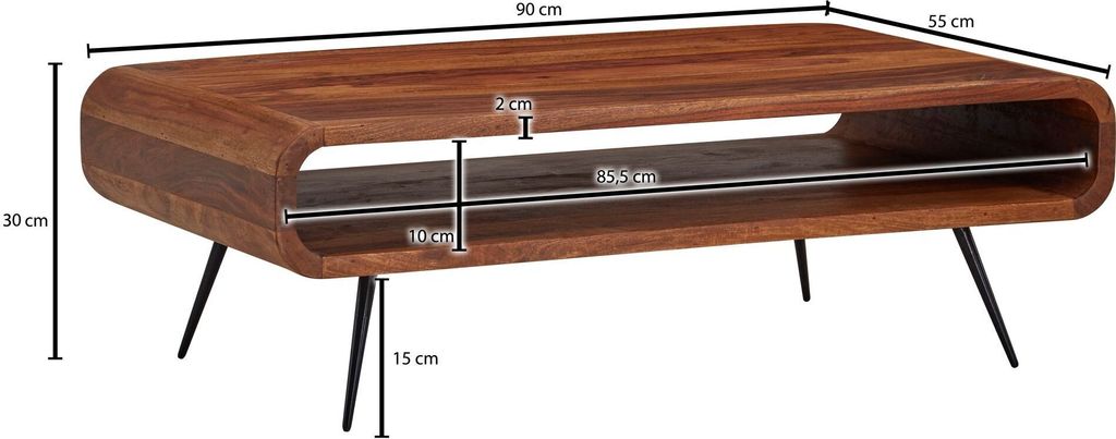 Couchtisch FineBuy Sofatisch Holz Massiv 90x55x30 cm Produktbild 3