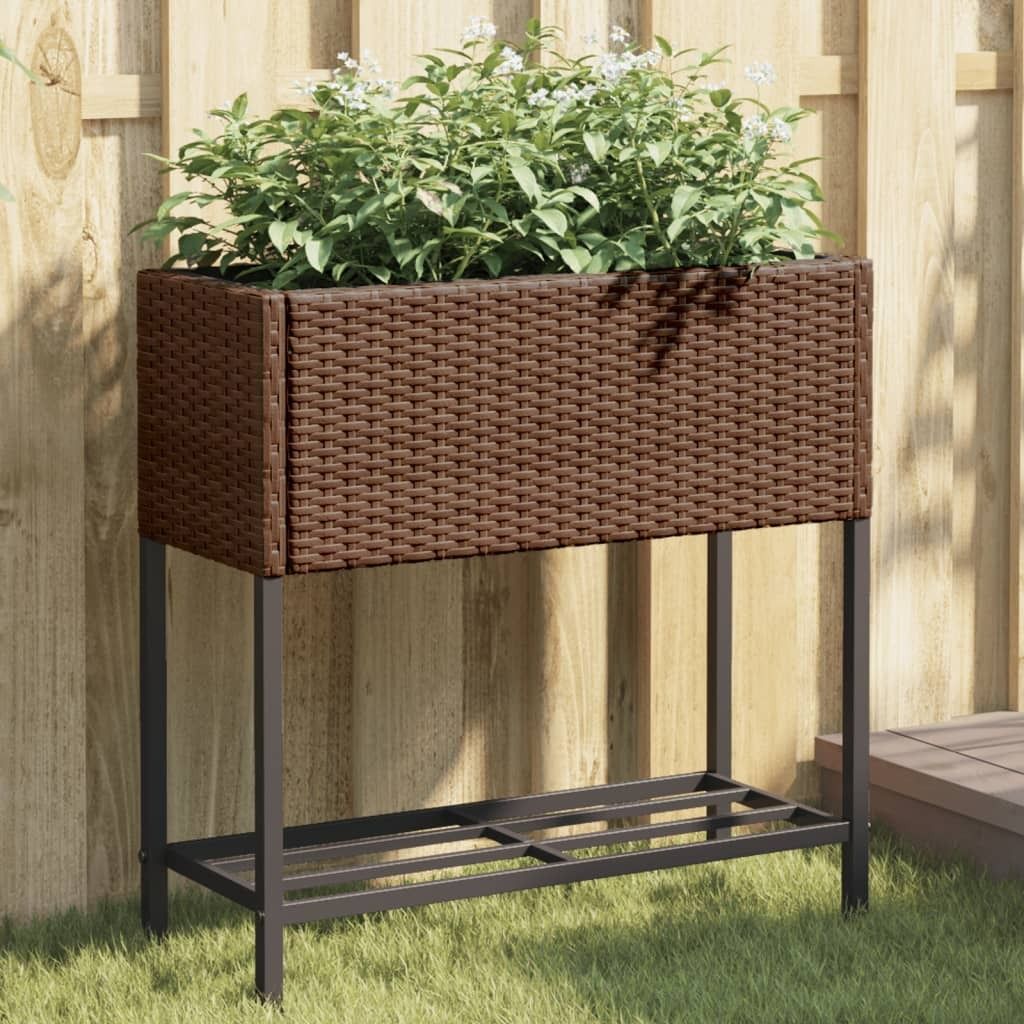 Langlebige Hochbeete mit Ablage 2 Stk. Braun 70x28x70 cm Poly Rattan Pflanzkübel Möbel3998902