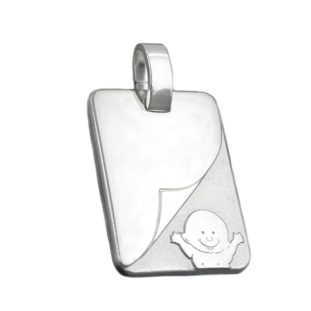 Anhänger 19x14mm Gravurplatte mit Baby matt-glänzend Silber Produktbild 
