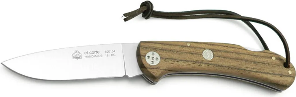PUMA IP The Cut Couteau de Chasse en Bois de Bocote avec Étui en Cuir