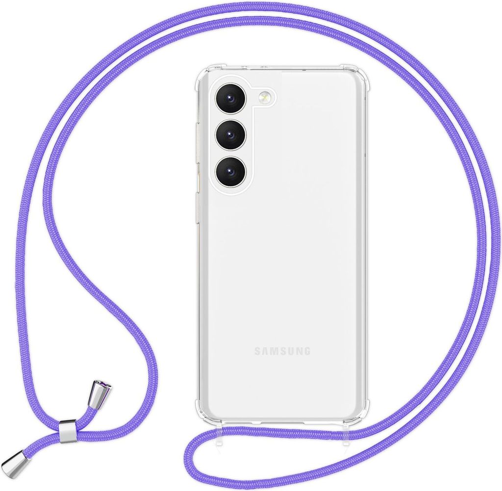 Klare Hülle mit Kette zum Umhängen für Samsung Galaxy S23 Plus Lila