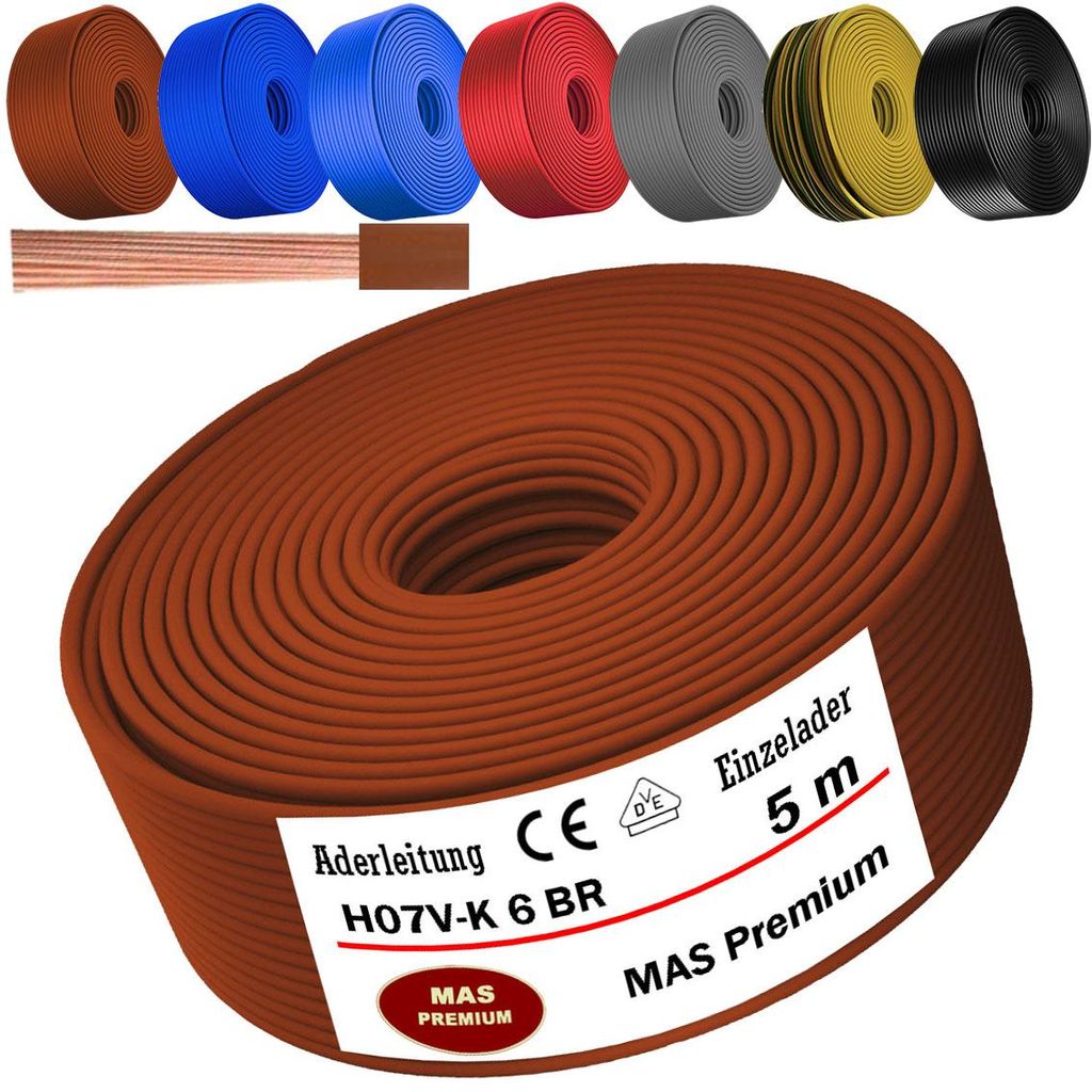 Câble d'alimentation unipolaire H07 V-K, marron, 1 x 6 mm², Image du produit 