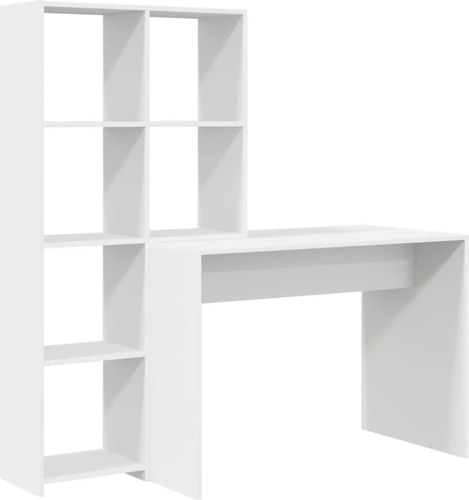 vidaXL Scrivania Bianca con Ripiano 138,5x55x143 cm in Legno