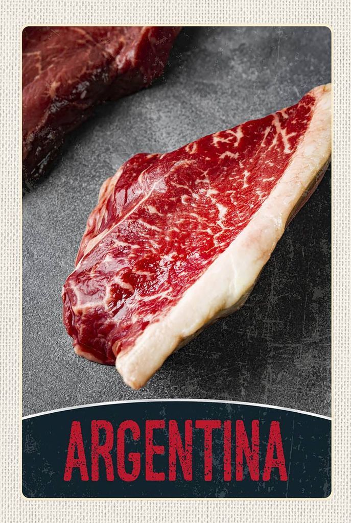 vianmo Holzschild 18x12 cm Argentinien Steak Fleisch Kuh Rind Bildmotiv Reisemotiv Abenteuer Reisen