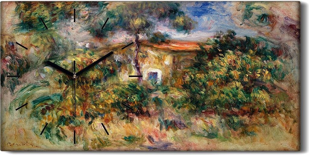 Dekor Leinwand Uhr Wandbilder Geräuschlos 60x30 Malerei Bäume Haus Büsche Kunst - schwarze Hände
