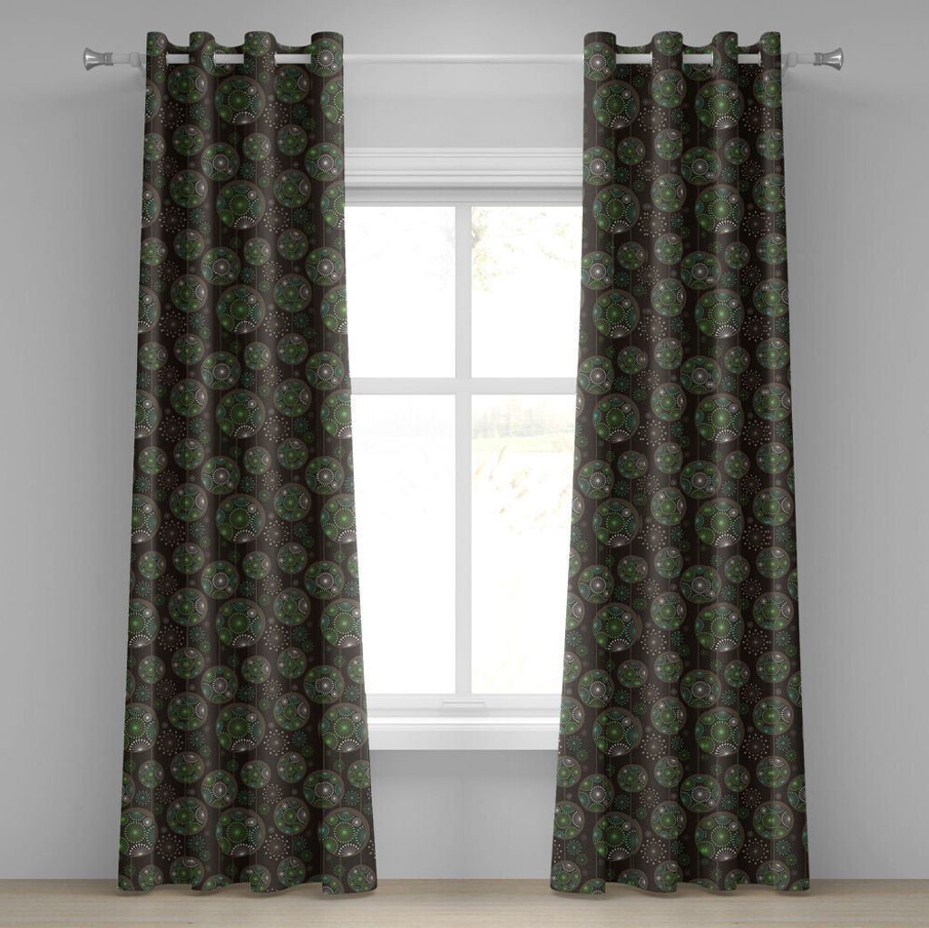 ABAKUHAUS Salbei Ösenvorhang, Stilisiertes abstraktes Löwenzahn-Blumengarten-Wachstum spornte Retro- künstlerische Natur an, Dekorative 2-Panel-...