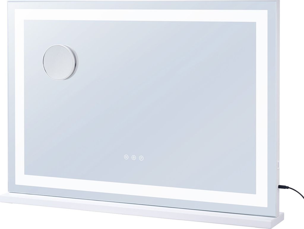 SucceBuy Großer Kosmetikspiegel mit Beleuchtung von – 31,5 x 21,7 Zoll, weiß. Drei Farbmodi, 5-fache Vergrößerung, USB-Anschluss, Smart Touch...