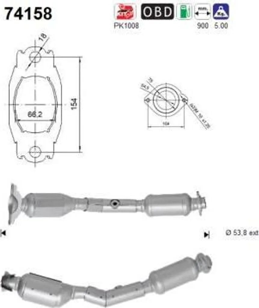 Catalyseur Qashqai pour contrôle technique - Réf AS 74158 OE