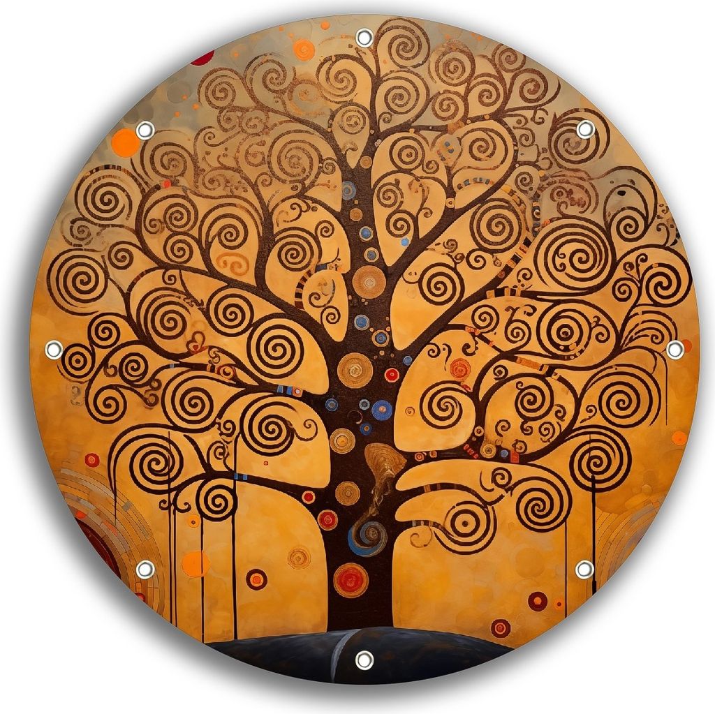 Wallario rundes Outdoor-Poster für Garten oder Balkon, Motiv Baum des Lebens, 30 cm Durchmesser