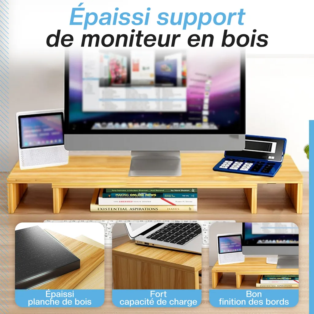 Surélévation d'Écran Support d'Ordinateur Portable et Double Moniteur - 7