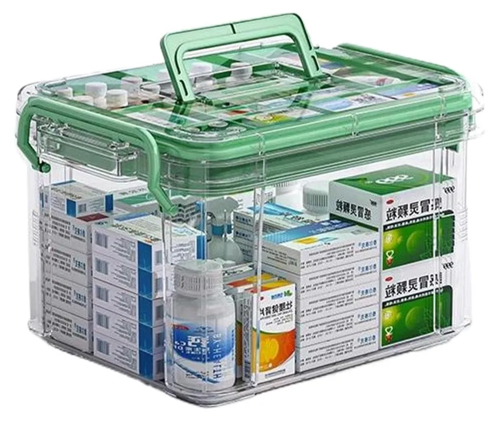 Pharmacie familiale portable : Grande Boîte à Médicaments avec Poignée