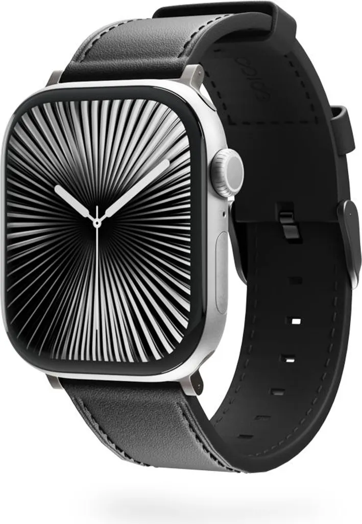 Bracelet Epico Noir en Cuir Souple 42/44/45/49mm avec Boucle en Acier