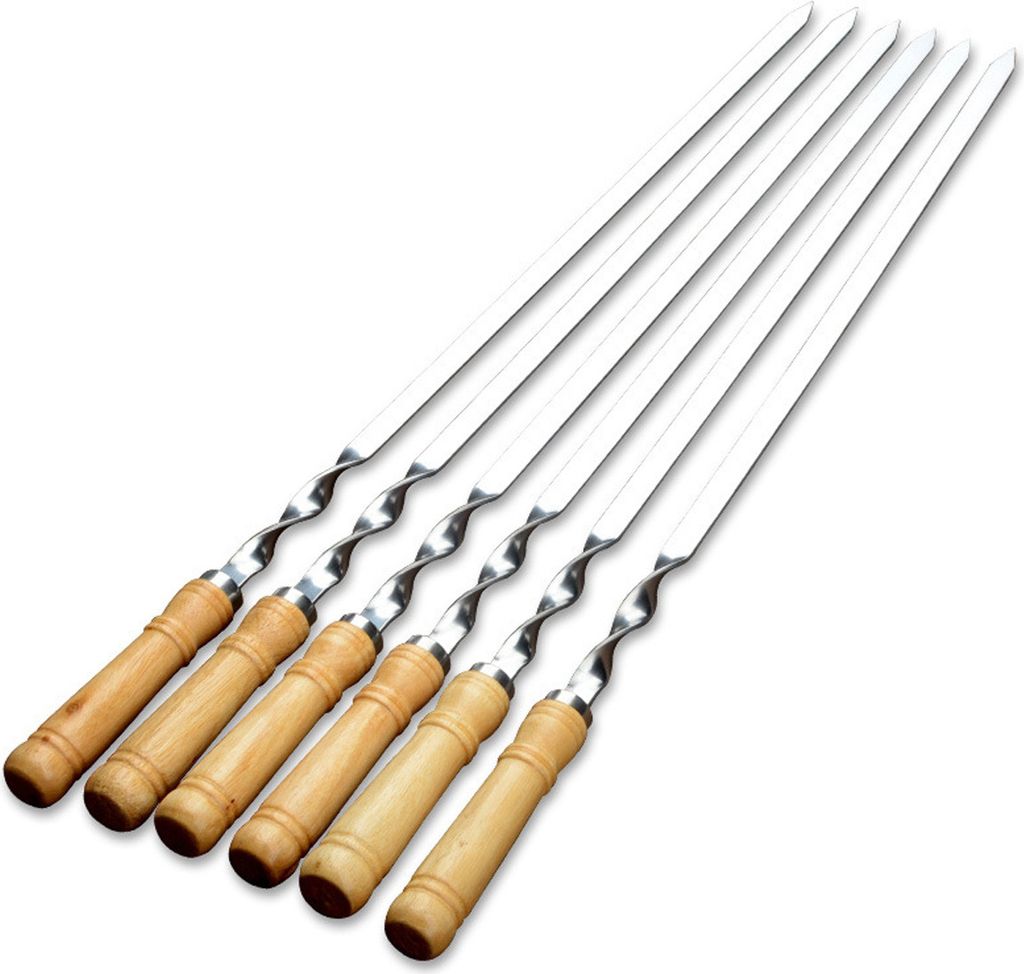 Grillschild, 6-teiliges Set Grillspieße aus Edelstahl, flache Grillspieße, Grillbesteck für die Küche, Grillspieße