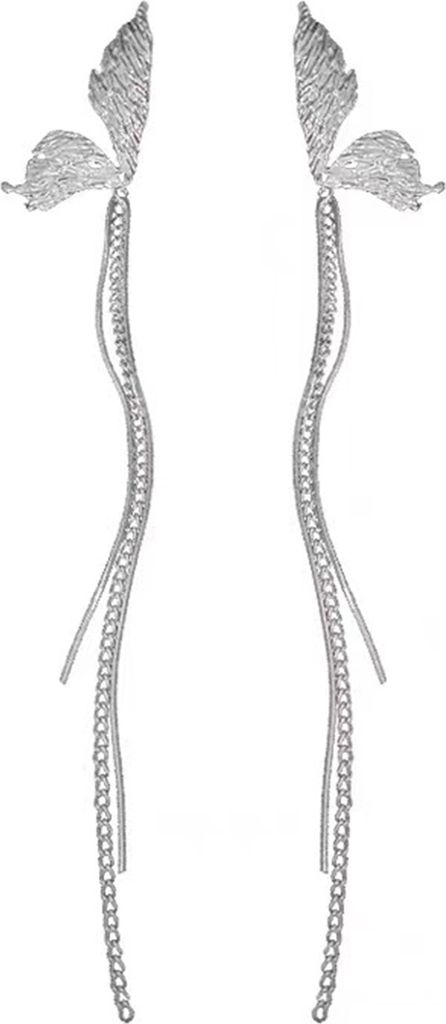 1 Paar baumelnde Ohrringe, auffällige feine Verarbeitung, geometrische Galvanik, Temperamentdekoration, hochwertige Schmetterlings-Strass-Quasteno...