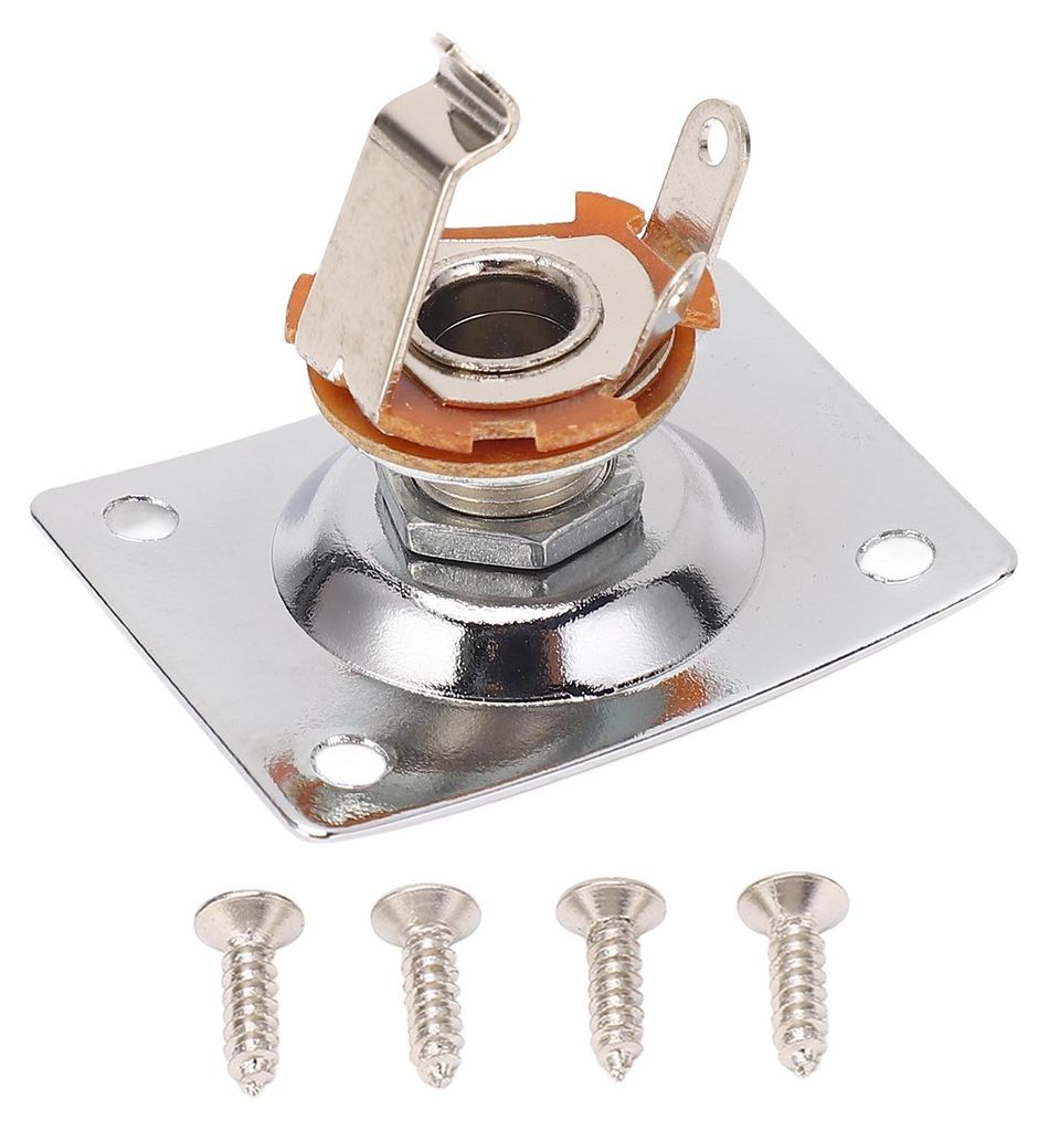 Gitarren-Ausgangsbuchse, quadratische Form, kompakte Metall-Klinkenbuchsenplatte für Telecaster, Chromfarbe