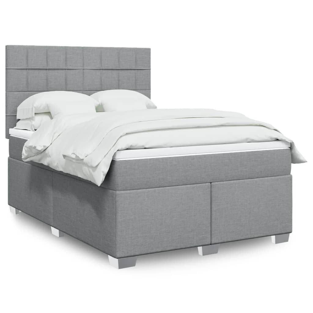 Maison Exclusive - Boxspringbett mit Matratze Hellgrau 140x200 cm Stoff