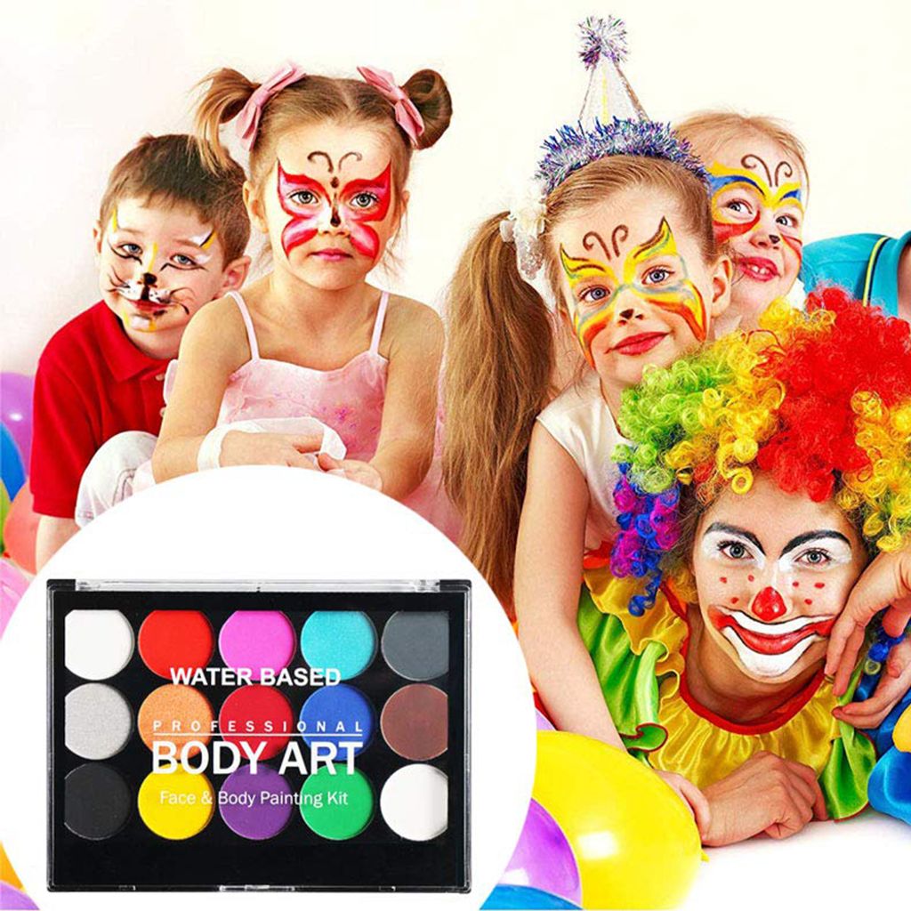 20 Farben Kinderschminke Set | Wasserbasis Mit Glitzer & Vorlagen | Für Halloween & Karneval