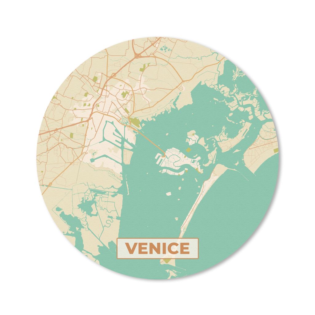 MuchoWow Mauspad Mousepad Venedig - Stadtplan - Karte - Vintage 30x30 cm - Mousepads - Maus Mat - Pad - Mausunterlage - Tischunterlage - Schreibt...