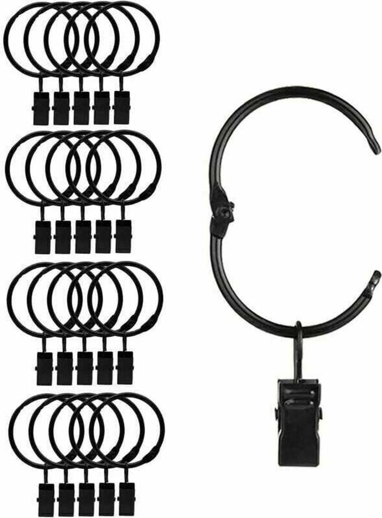 20 Stück zu öffnende Vorhang-Clipringe aus Metall, Produktbild 