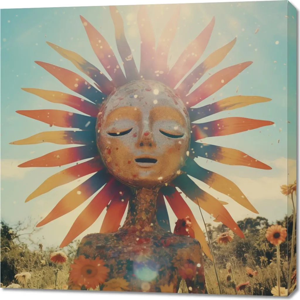 Tableau Zen Méditation Solaire 90x90 - Art Mural Premium Effet Or