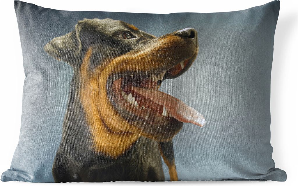 MuchoWow® Outdoor Kissen - Rottweiler mit Zunge aus dem Produktbild 