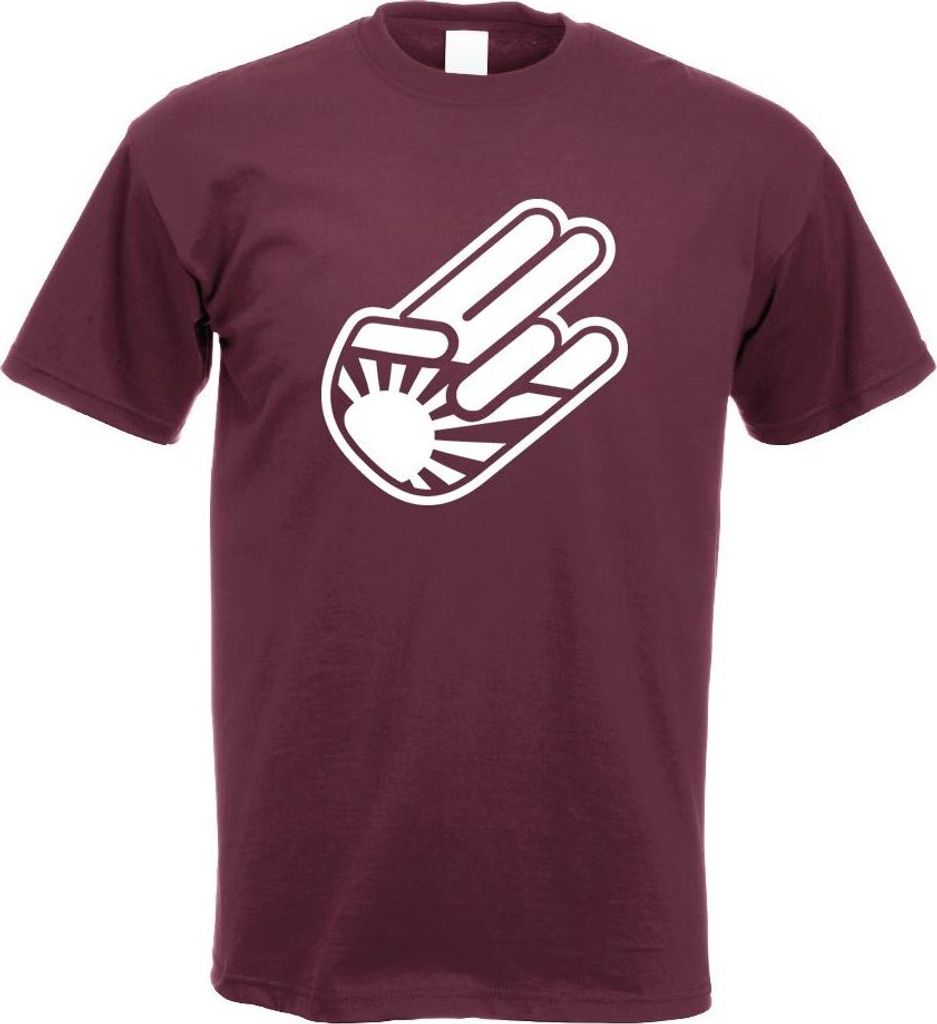 Kiwistar - T-Shirt - Burgund - kleine Japan Shocker Hand Herren Funshirt Bedruckt Design Sprüche Spruch Motive - mit Motiv Bedruckt - Funshirt Des...