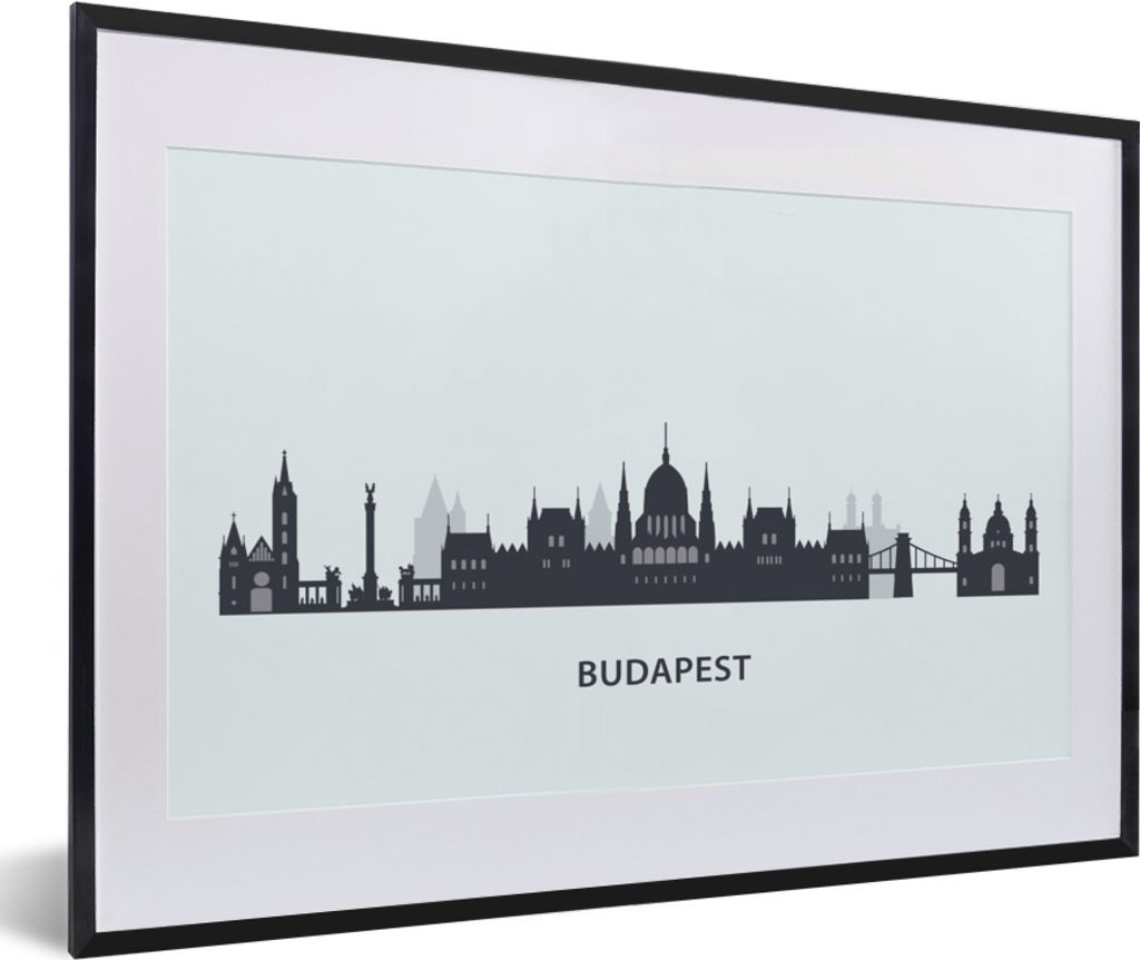 MuchoWow MuchoWow Gerahmtes Poster Budapest - Skyline - Europa 60x40 cm - Poster mit zchwarzem Bilderrahmen - Schlafzimmer - Plakat in Rahmen -...
