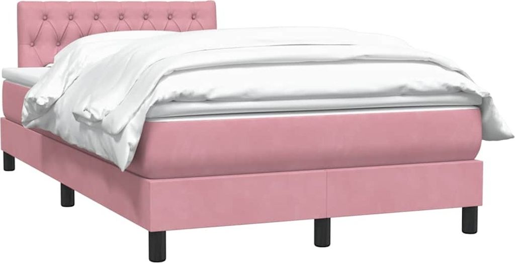 vidaXL Boxspringbett mit Matratze Rosa 120x220 cm Samt