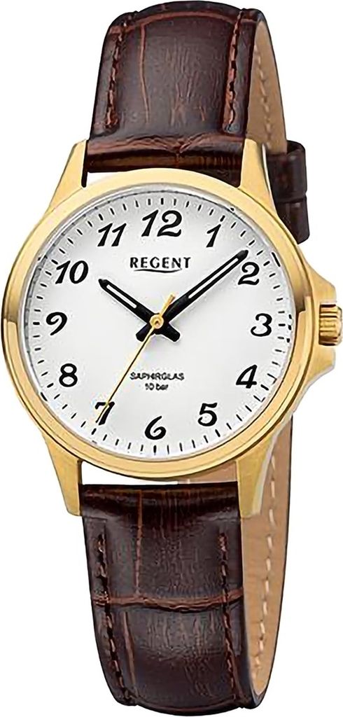 Regent Leder Damen Uhr Armbanduhr Quarz braun Lederarmband D2URF1458
