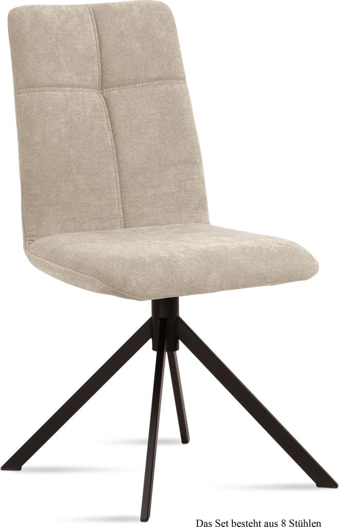 Esszimmerstuhl (8er-Set) Drona 47x92x60 Schwarz/Natur