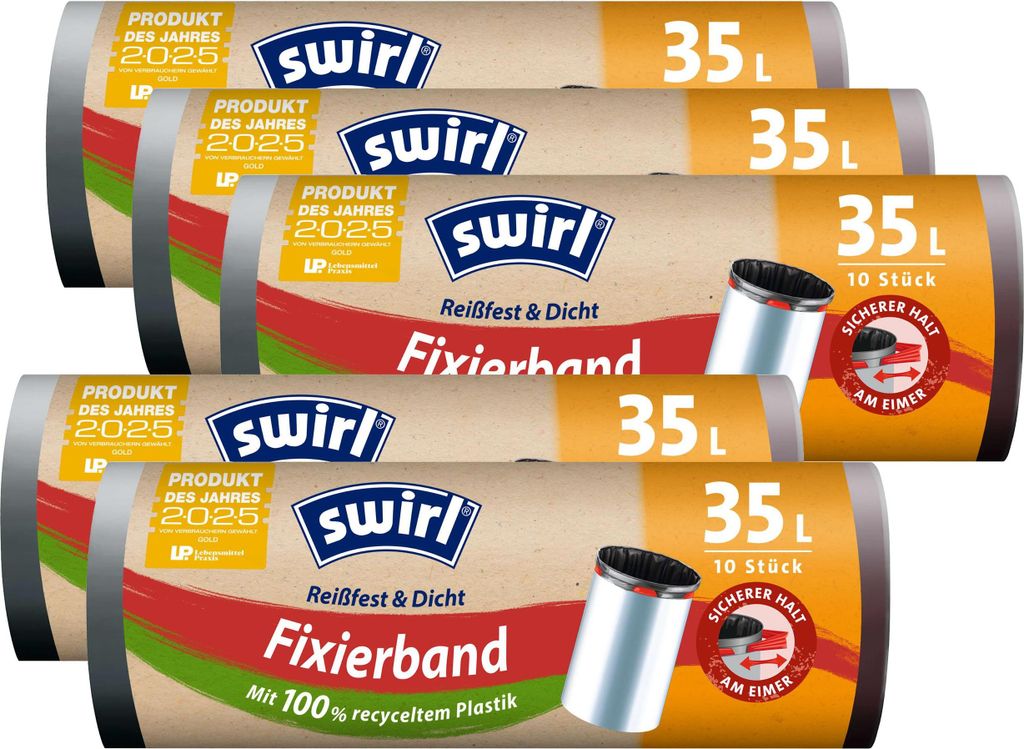 5x Swirl Fixierband Müllbeutel 35L ( 10 stk./Rolle ) Produktbild 