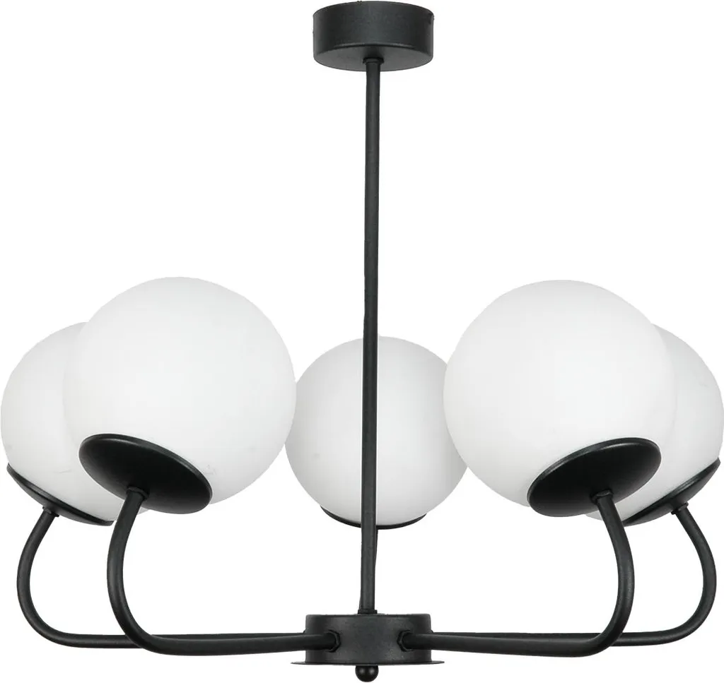 Lustre suspension design noir en verre et graphite multi-crochets chic