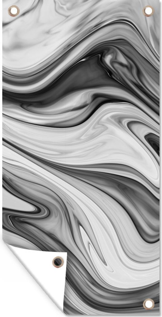 MuchoWow 40x80 cm Outdoor-Poster Gartendeko Sichtschutz Garten Poster für den Garten Marmor - Muster - Grau - Marmoroptik - Schwarz