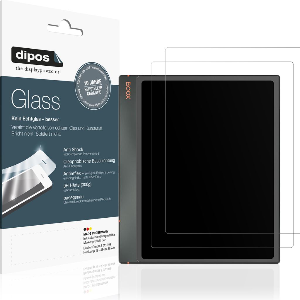 2x Schutzfolie für Onyx Boox Note Air3 C matt - Anti-Shock 9H Folie dipos Glass Kunststoffglas