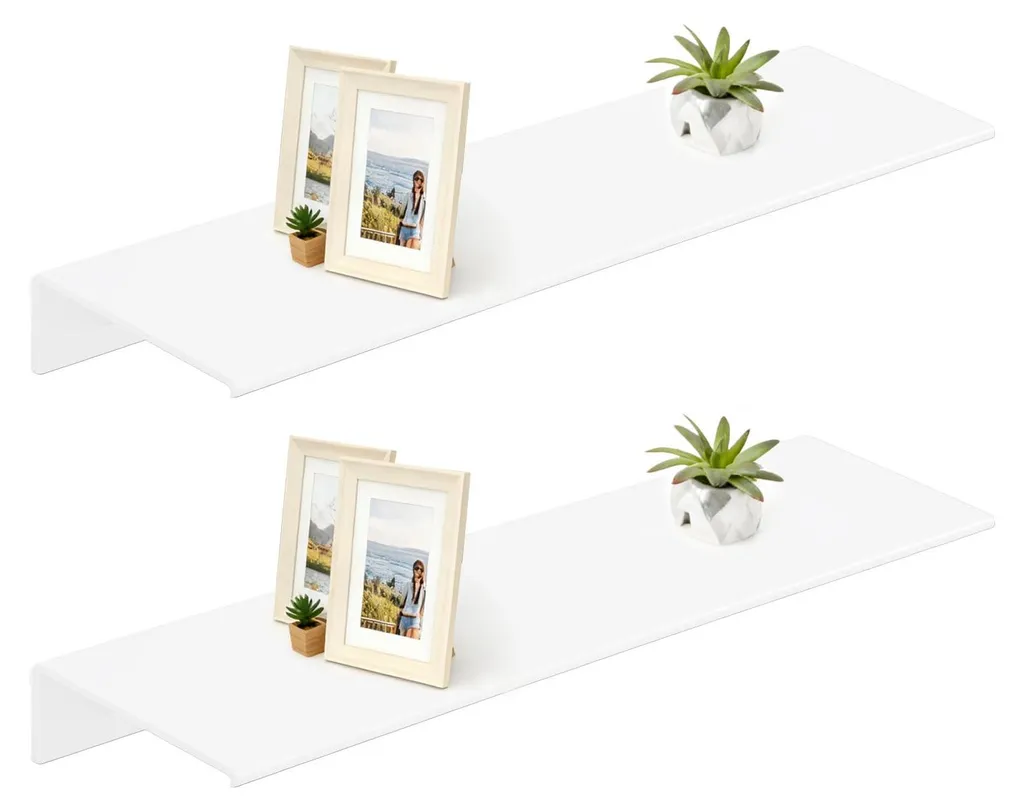 Étagère murale de salle de bain blanche sans perçage lot de 2 pièces
