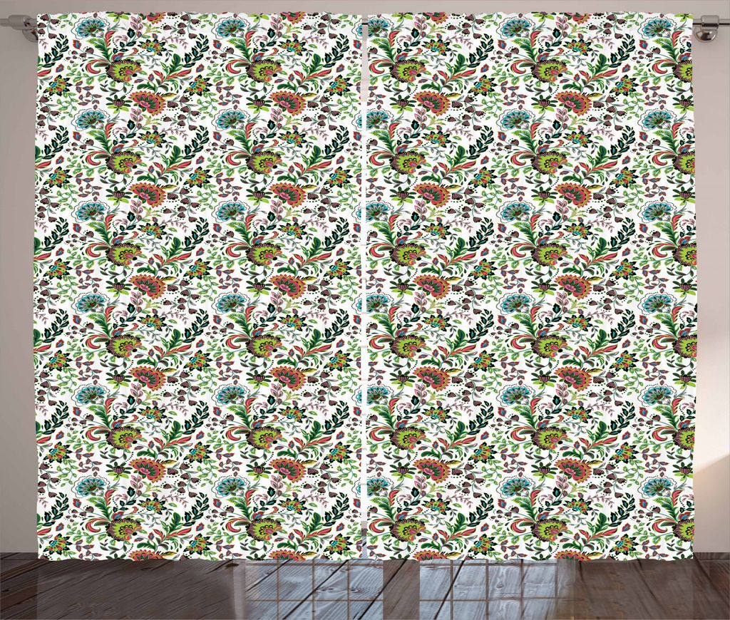 ABAKUHAUS Blumen Rustikaler Gardine, Laub Blatt Frühling Jahreszeit, Schlafzimmer Kräuselband Vorhang mit Schlaufen und Haken, 280 x 245 cm, Mehr...