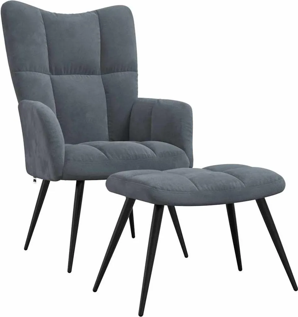 vidaXL Poltrona Relax + Pouf Velluto Grigio Scuro | Design 2026
