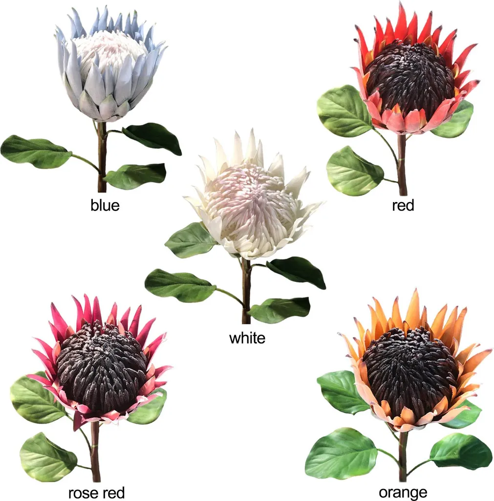 Protea Artificielle : Fleur Bleue Floquée pour Décor Longue Durée - 3