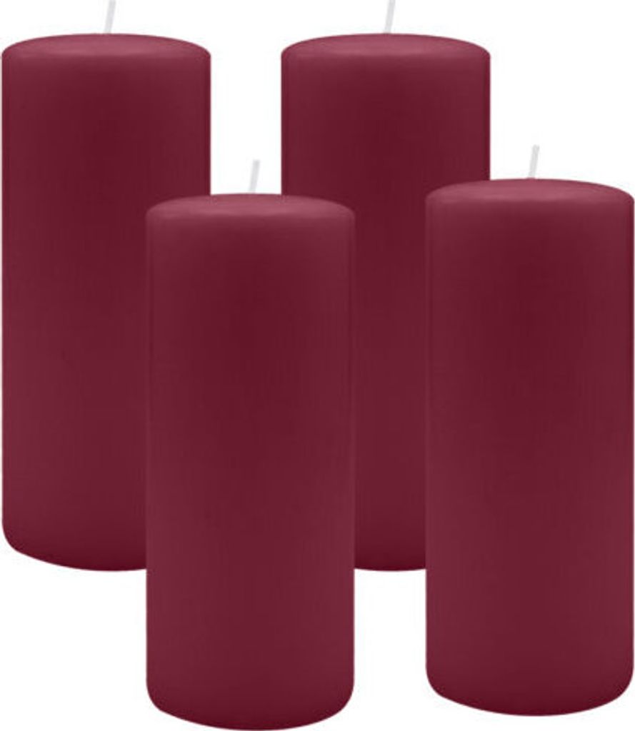 4er Set Adventskranzkerzen Burgund Rotbraun Ø 60 x 200 mm Produktbild 