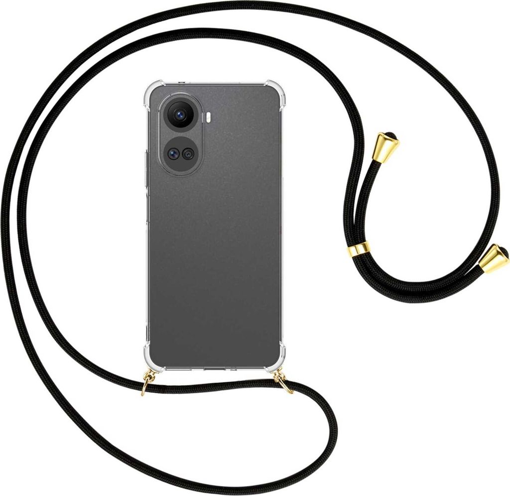 Handykette Backcover-Schutzhülle mit Band (Metall goldfarben) für Huawei nova 10 SE (BNE-LX1,LX3) - schwarz