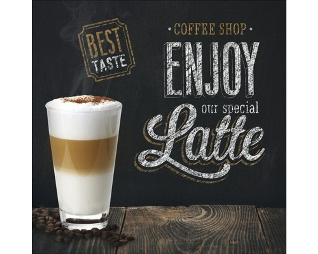 Glasbild Enjoy Latte 20x20 cm
