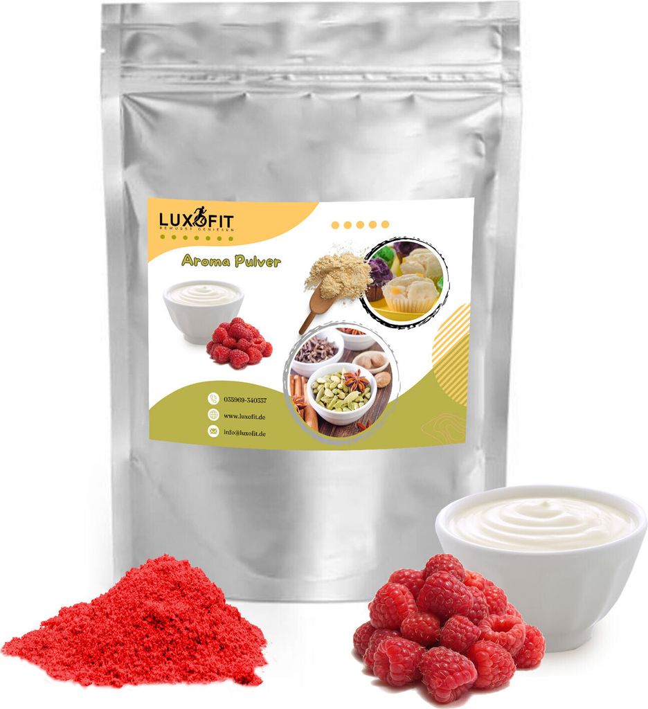 Luxofit Himbeere-Joghurt Aroma Pulver – intensives Lebensmittelaroma für Quark, Joghurt, Shakes, Backen & Desserts (50 g)