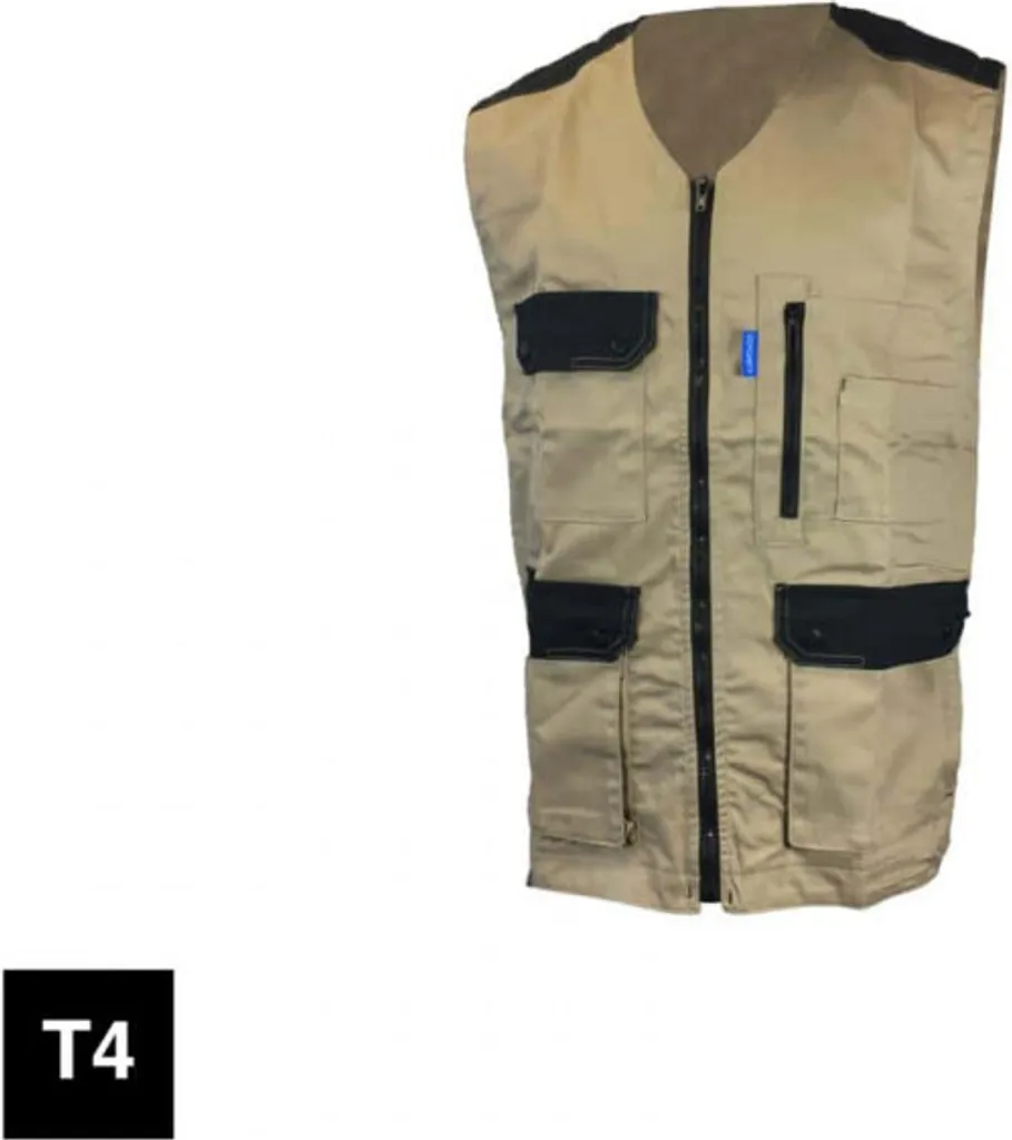 CEPOVETT Gilet da lavoro leggero Kargo Pro - Beige e nero - Taglia 4