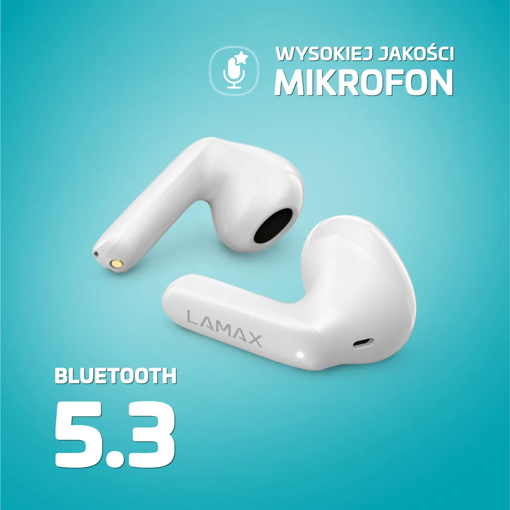 Écouteurs Bluetooth True Wireless LAMAX Tones1 blancs haute fidélité - 3