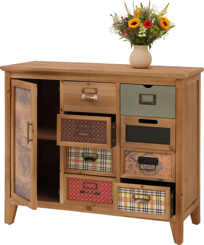 Armoire à tiroirs porte-étiquette en bois naturel pour salon Shabby