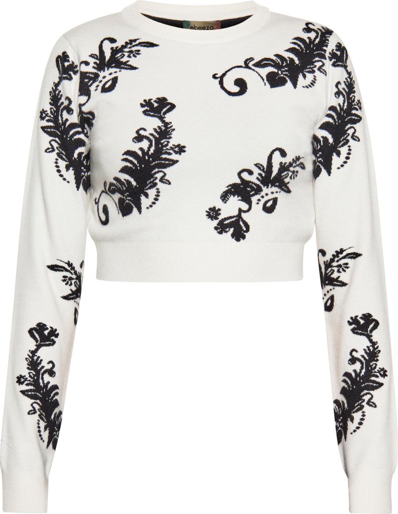 ebeeza damen pullover - wollweiss schwarz, S
