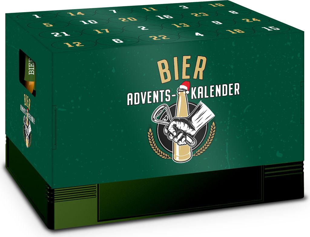 itenga Adventskalender für Bierkasten klassisch grün gold Produktbild 
