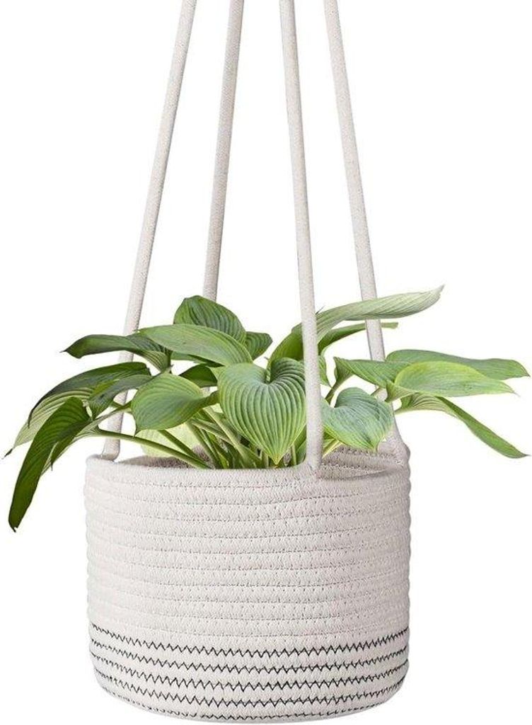 Indoor-Macramé-Blumenhalter bis 7 Zoll Topf, moderne Blumenstand, Woonaccessoire mit 50,8 cm langem Kordel, künstlerisch gewebt, kreativer Blumen...