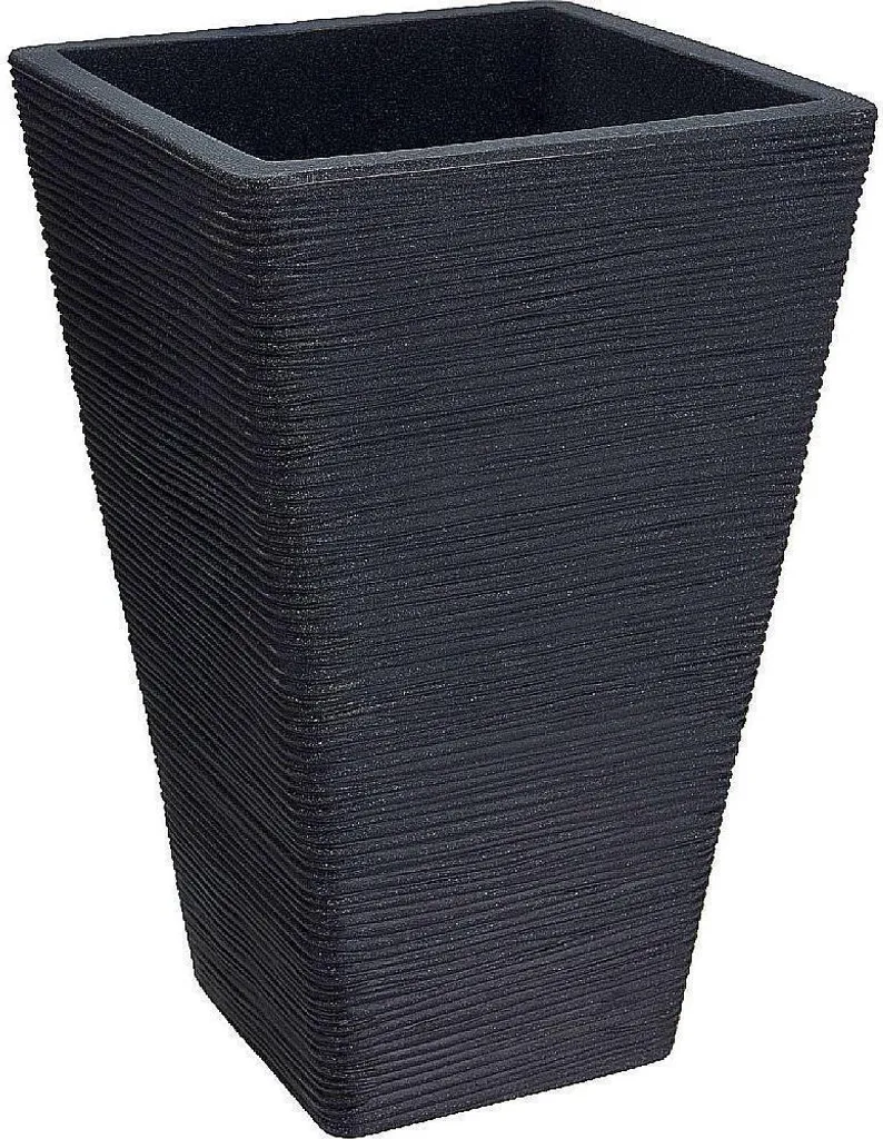 Pot de fleurs carré 55 cm anthracite anti-fissure et drainage facile
