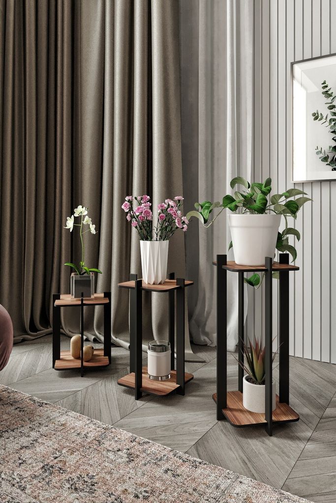 Skye Decor, Flower Desk Square - Walnut, Pflanzenständer, Nussbaum, 100 % MDF, 23 x 30 x 23 cm